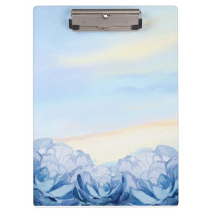 Porte-bloc élégant à motif floral bleu aquarelle