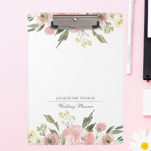 Porte-bloc Élégant Blush rose Floral Personnalisé Mariage Pla