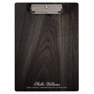 Porte-bloc Elégant bois de chêne noir nom personnalisé