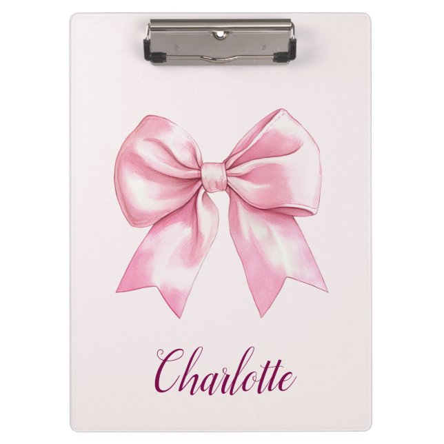 Porte-bloc Élégant Bow rose Personnalisé Nom Porte - bloc (Devant)