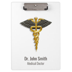 Porte-bloc Élégant Caduceus Or Classy Black Wings Médicale