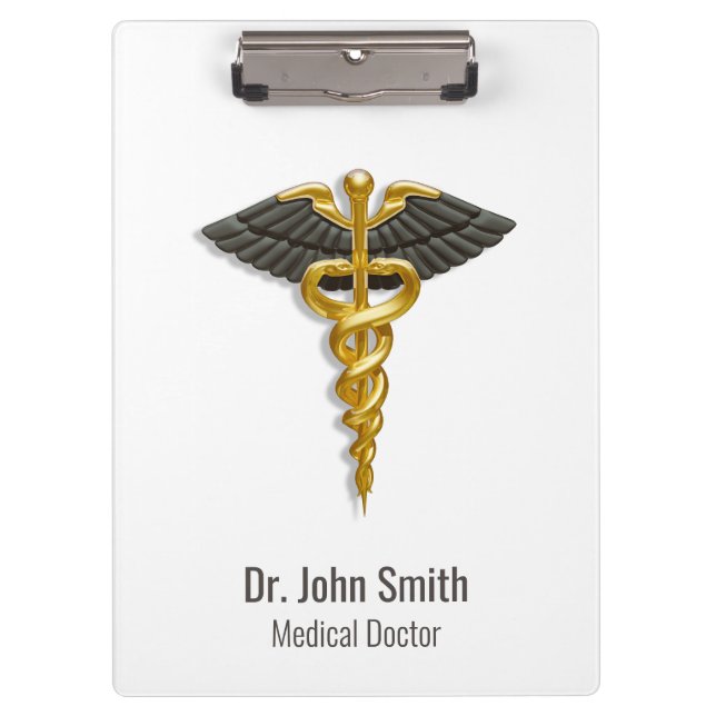 Porte-bloc Élégant Caduceus Or Classy Black Wings Médicale (Devant)
