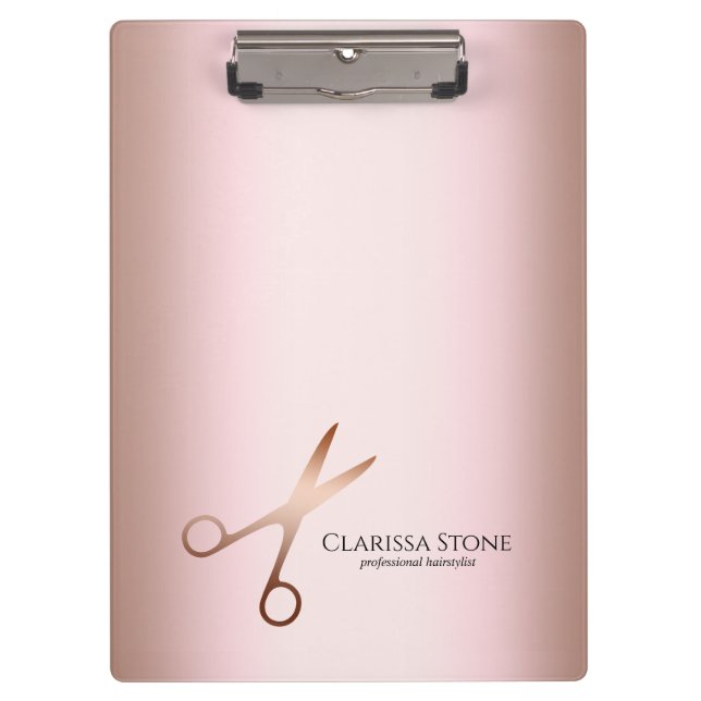 Porte-bloc Elégant ciseaux d'or rose moderne coiffeur (Devant)