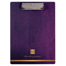 Porte-bloc Élégant classe en cuir violet or monogrammed