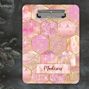 Porte-bloc Elégant faux Parties scintillant rose or géométriq