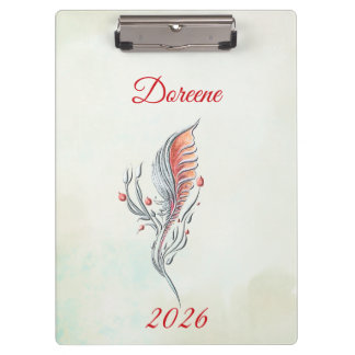 Porte-bloc Elegant Feather Floral Watercolour  clipboard 