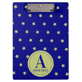 Porte-bloc Elegant Gold & Blue Star Pattern Monogram