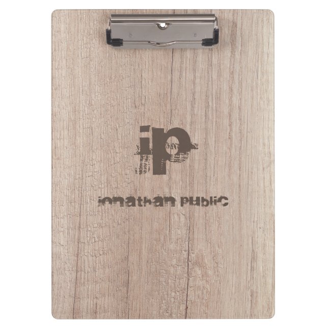 Porte-bloc Elégant look bois Monogramme Modèle Personnalisé (Devant)