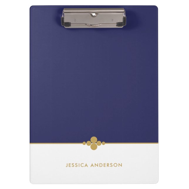 Porte-bloc Elégant Marine Blue White Gold personnalisé (Devant)
