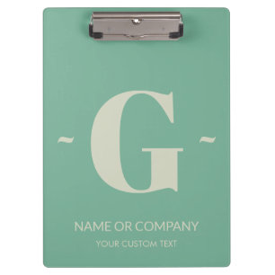 Porte-bloc Elégant Mint Green Blanc Unique Monogramme Modèle