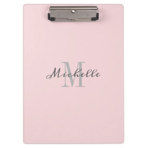 Porte-bloc Élégant Monogram Blush Pink Personnalisé