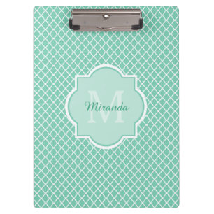 Porte-bloc Élégant Monogramme De Quatrefoil Vert À Monnaie Av