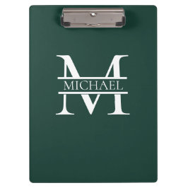 Porte-bloc Élégant Monogramme et nom Emerald Green Personnali