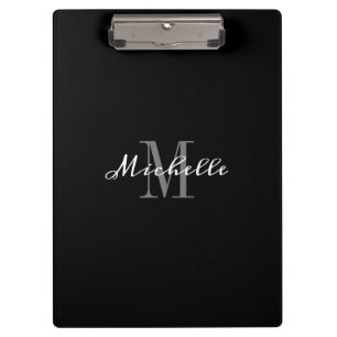 Porte-bloc Élégant Monogramme noir blanc Personnalisé