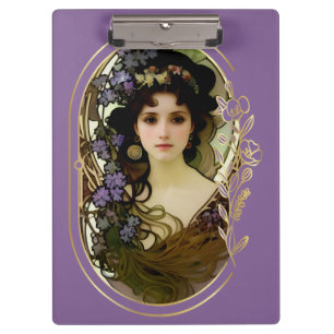 Porte-bloc Elégant Mucha Style Portrait d'une belle femme
