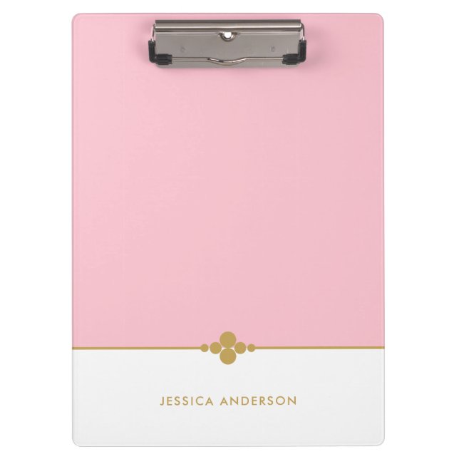 Porte-bloc Élégant or blanc rose personnalisé (Devant)