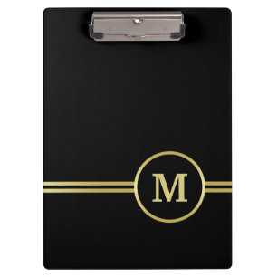 Porte-bloc Élégant or Monogramme personnalisé sur noir