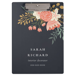 Porte-bloc Élégant orange bleu noir vert Ambrosia Floral