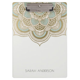Porte-bloc Elégant Ornate Gold Foil Turquoise Turquoise Mand