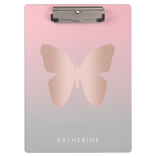 Porte-bloc Elégant papillon rose moderne en or tendance