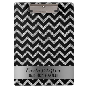 Porte-bloc Elégant Parties scintillant Argent noir Chevron no