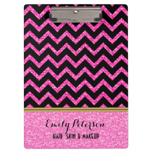 Porte-bloc Elégant Parties scintillant rose noir Chevron or A