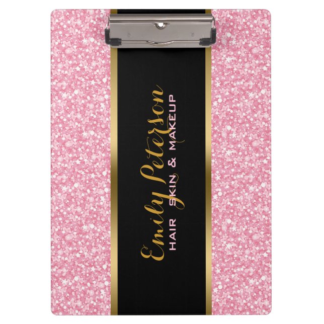 Porte-bloc Elégant Parties scintillant rose Or & Black Accent (Devant)