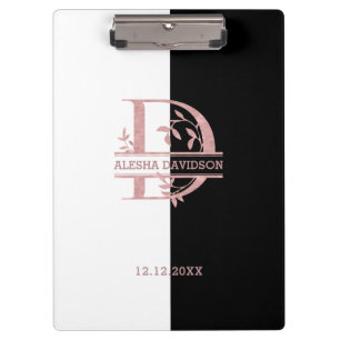 Porte-bloc Élégant Rose Gold Split Monogramme personnalisé A