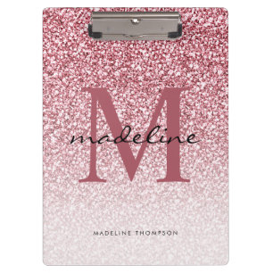 Porte-bloc Élégant Rose Parties scintillant or Girly Monogram