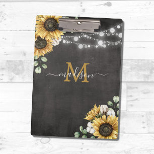 Porte-bloc Élégant Rustique Tournesol Eucalyptus Floral Noir 
