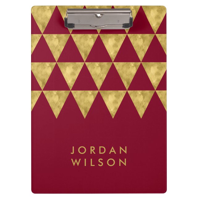 Porte-bloc Elégant Triangle Burgundy et Faux Gold (Devant)