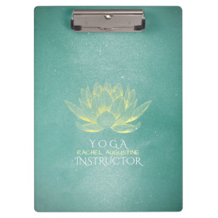 Porte-bloc Élégant Turquoise Gold Lotus Yoga instructeur de m