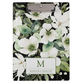 Porte-bloc Elégante aquarelle florale noir et blanc