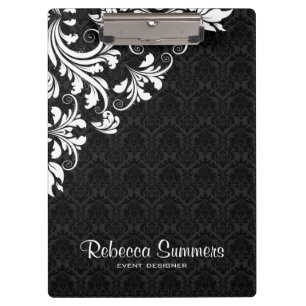 Porte-bloc Elégante Dentelle Blanche Et Damas Noires