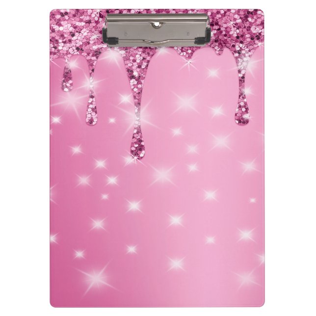 Porte-bloc Élégante Goutte de Paillettes Rose Chaud (Devant)
