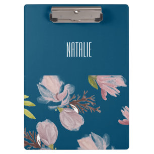 Porte-bloc Elégante marine personnalisée bleu et rose