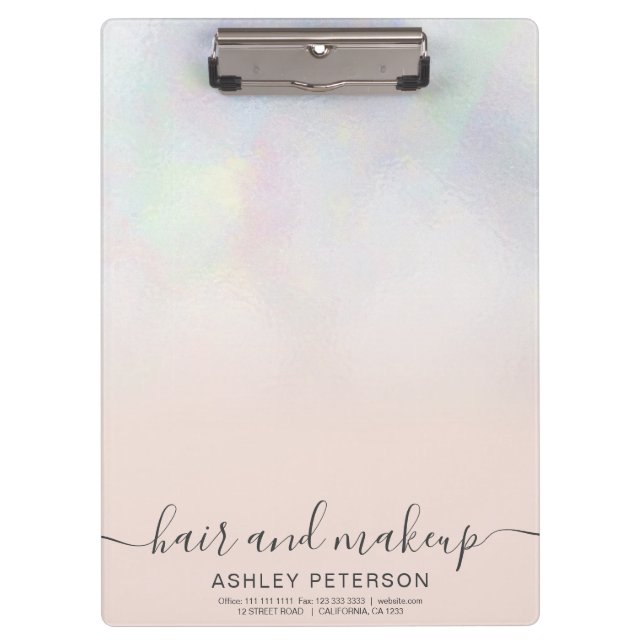 Porte-bloc élégante typographie blush pearl nacre ombre (Devant)