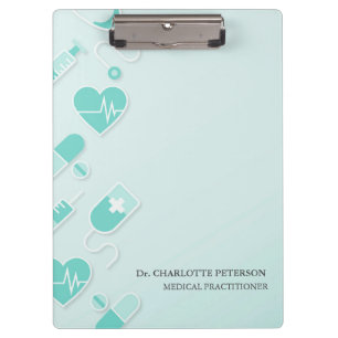 Porte-bloc Éléments de médecin Médicale bleu personnalisés