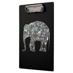Porte-bloc Éléphant pailleté mosaïque argenté scintillant