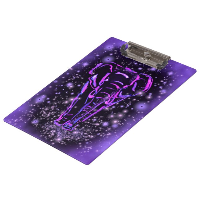 Porte-bloc Eléphant Rose Violet Neon Marchant La Nuit étoilée (Incliné)