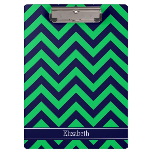 Porte-bloc Emerald Navy LG Chevron Navy Blue Name monogram (Devant)