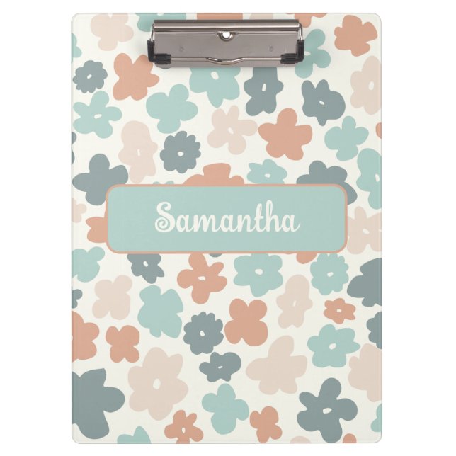 Porte-bloc Empreinte de fleurs pastel retro Boho (Devant)