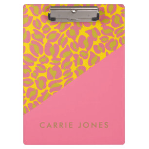 Porte-bloc Empreinte de léopard Pink Yellow Gold Business Élé