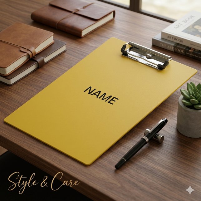Porte-bloc en or métallisé moderne avec texte pers (Modern Metallic Gold Clipboard with Custom Text)