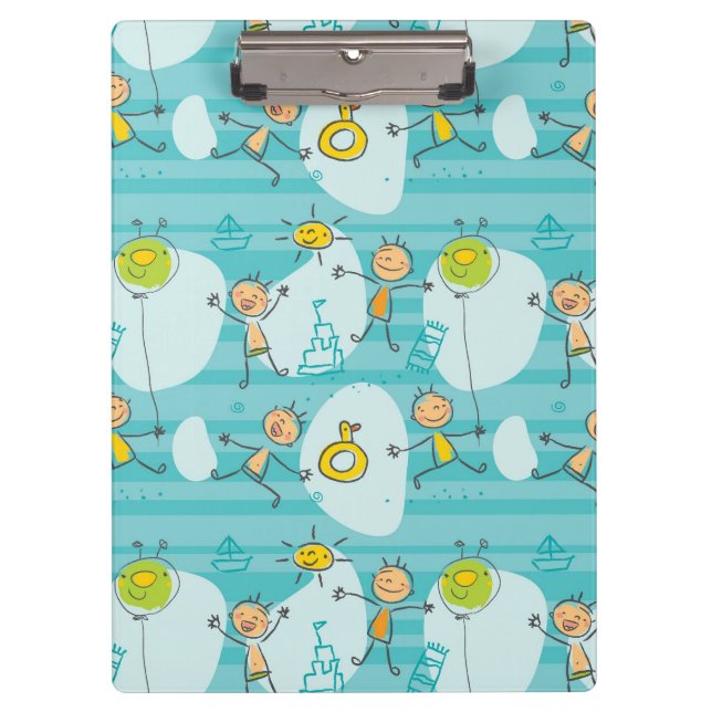 Porte-bloc Enfants mignons jouant sur le motif de plage (Devant)