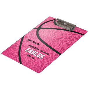 Porte-bloc entraîneur de basket-ball rose personnalisé