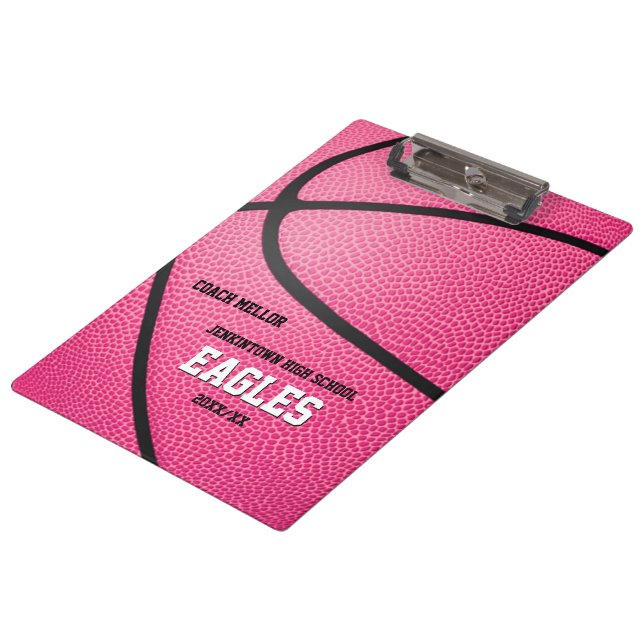 Porte-bloc entraîneur de basket-ball rose personnalisé (Incliné)