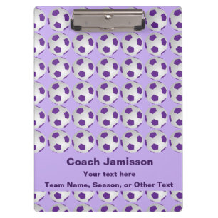 Porte-bloc Entraîneur de soccer violet blanc Personnalisé
