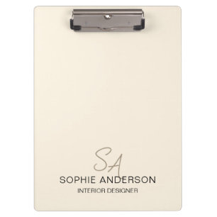 Porte-bloc Entreprise de monogramme personnalisé moderne crèm