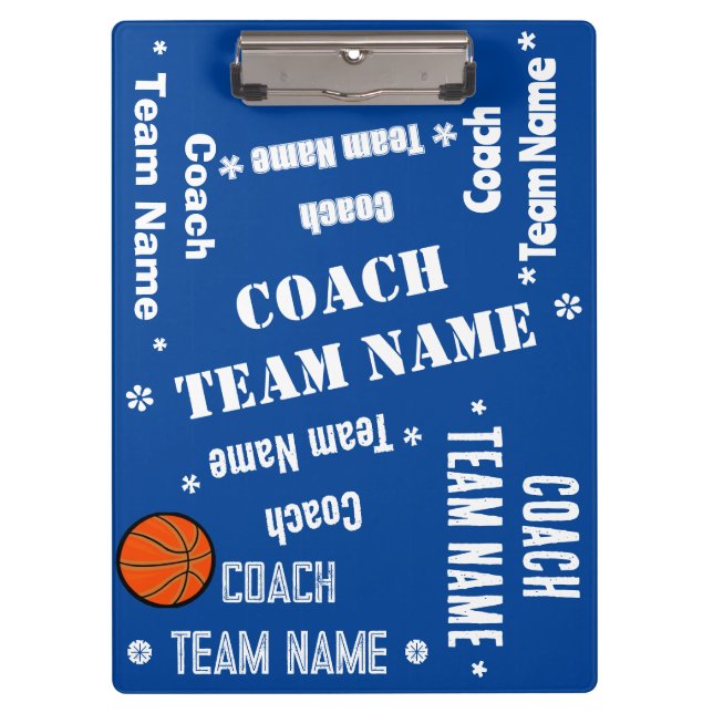 Porte-bloc Équipe de basket-ball Bleu et blanc Personnalisé (Devant)